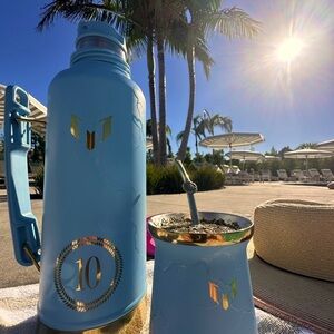 ⭐️NEW Messi Striker Stanley Blue and Gold Thermos with Cup SET